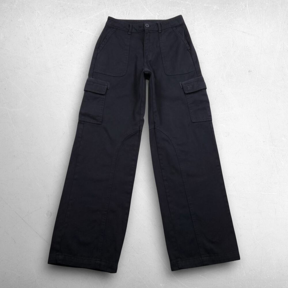PINK by Victorias Secret Cargo Utility Pants Women XS Black High Rise‎ Wide Leg